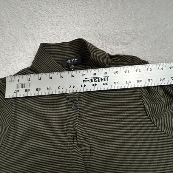 Comfy USA Womens Green & Black Striped Long Sleeve Button Front Shirt Top Medium - Picture 6 of 8